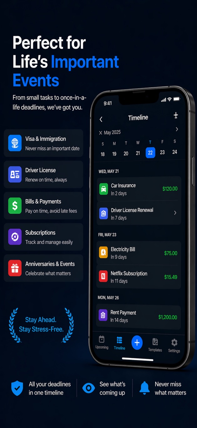 DeadlineGuard life events preview