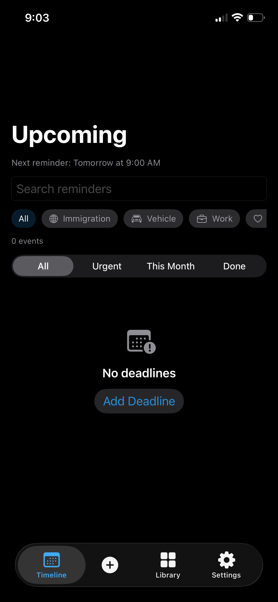 DeadlineGuard upcoming screen