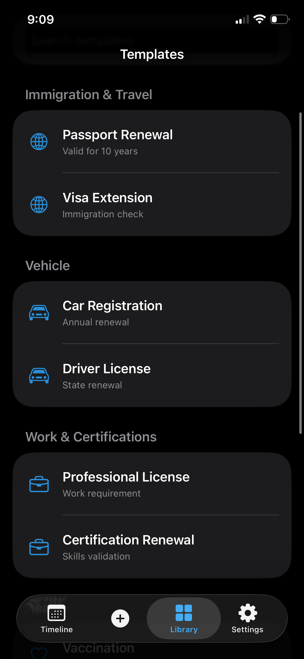 DeadlineGuard templates screen